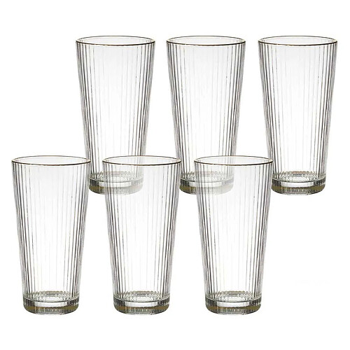 The Home Deco Factory Verres striés liseré doré (Lot de 6) 40 cl.