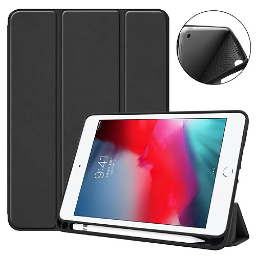 Etui en PU trépied pliable avec fente pour stylo noir pour votre Apple iPad mini (2019) 7.9 pouces/iPad mini 4