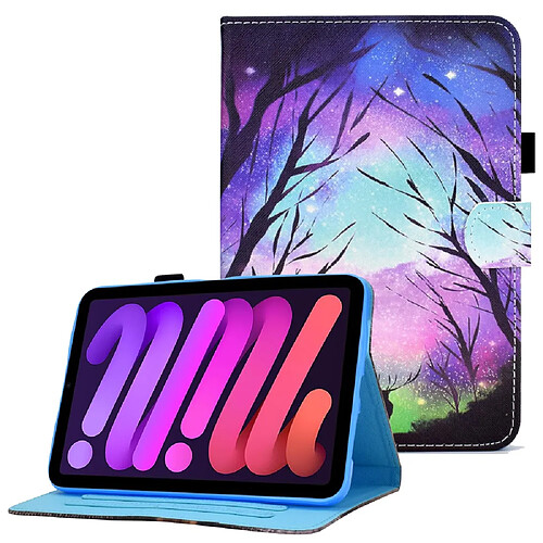 Etui en PU ligne de couture avec support et porte-cartes cerf pour votre Apple iPad mini (2021)