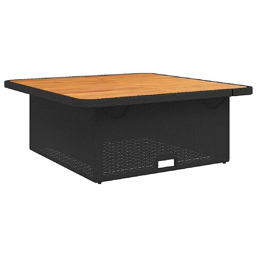 Maison Chic Table de jardin | Table d'extérieur noir 110x110x71cm résine tressée et bois acacia -GKD96730