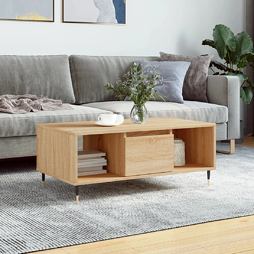 vidaXL Table basse Chêne sonoma 90x50x36,5 cm Bois d'ingénierie