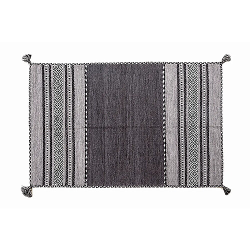 Alter Tapis moderne Kansas, style kilim, 100% coton, noir, 200x140cm