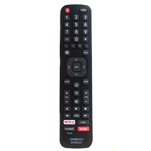 GUPBOO EN2BD27H EN2BC27 Télécommande pour Hisense YouTube Netflix Smart TV Télécommande