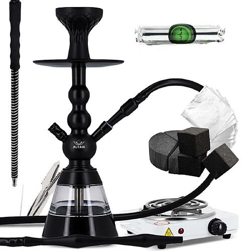 Pack Chicha Revenge avec Narguilé Alu Noire + Charbon Coco + Allume Charbon + Foyer Silicone et plus