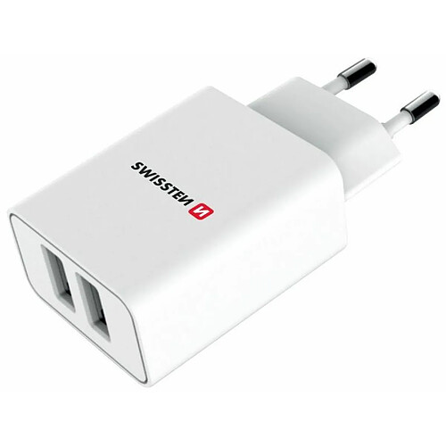 alimentatore da rete swissten 22034000 2x usb 10w bianco [22034000]