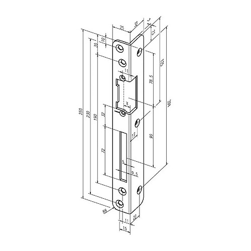 Gâche de sécurité coudée .069 S.3mm VA ma DIN droite ASSA ABLOY