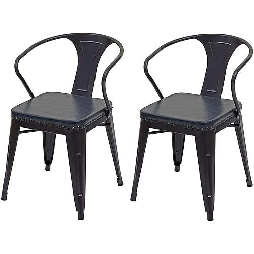 Decoshop26 2x chaises de salle à manger cuisine en synthétique et métal style industrielle gris noir CDS04452