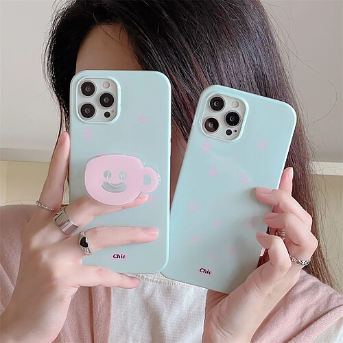 GUPBOO Étui pour iPhone11ProMax Plein écran Anglais Simple Phone Case Smiley Cup Holder