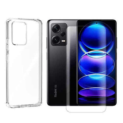 Visiodirect Coque de protection souple silicone transparente + Lot de 2 Verre trempé incurvé pour Xiaomi Redmi Note 12 Pro Plus 5G