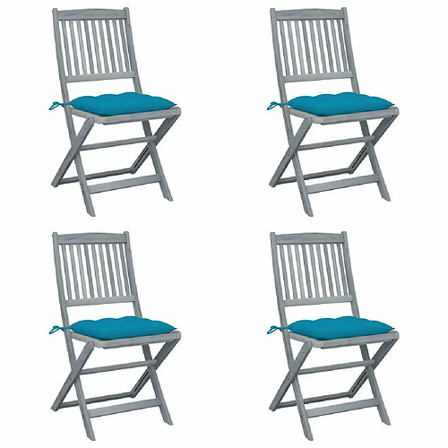 Maison Chic Lot de 4 Chaises pliables d'extérieur avec coussins | chaises de jardin | Fauteuil Relax Bois d'acacia -GKD78589