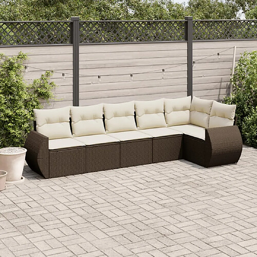 vidaXL Salon de jardin avec coussins 6 pcs marron résine tressée