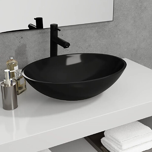 vidaXL Lavabo Verre 50x37x14 cm Noir