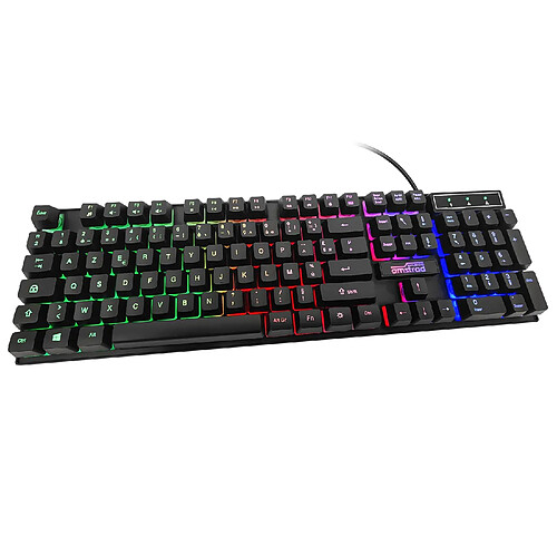 Clavier Gamer Amstrad AMS KEY008 USB, Rétro-éclairage RGB, 12 raccourcis multimédia, 104 touches, AZERTY