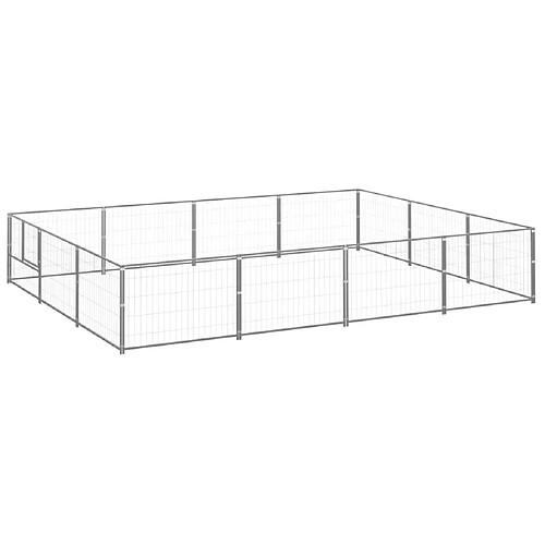 Helloshop26 Chenil extérieur cage enclos parc animaux chien argenté 12 m² acier 02_0000236