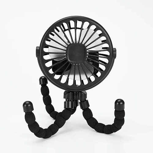 (Noir) Mini Ventilateur de Poulpe Portatif Multifonctionnel Chargeur USB Portable Poussette Extérieure Pour La Maison Avec Fonction Veilleuse Petit Ventilateur