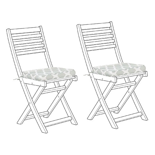 Beliani Lot de 2 coussins vert et blanc pour chaises de jardin FIJI