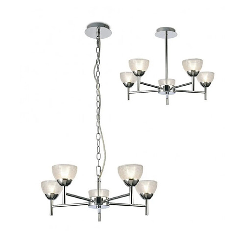 Luminaire Center Suspension Avalon Chrome poli 5 ampoules 25cm