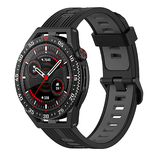 22MM Bracelet de montre rayé en silicone, Bracelet de montre, Accessoires pour Huawei Watch GT3 SE ( noir gris foncé )