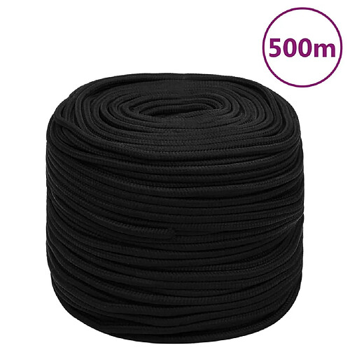 vidaXL Corde de travail Noir 6 mm 500 m Polyester