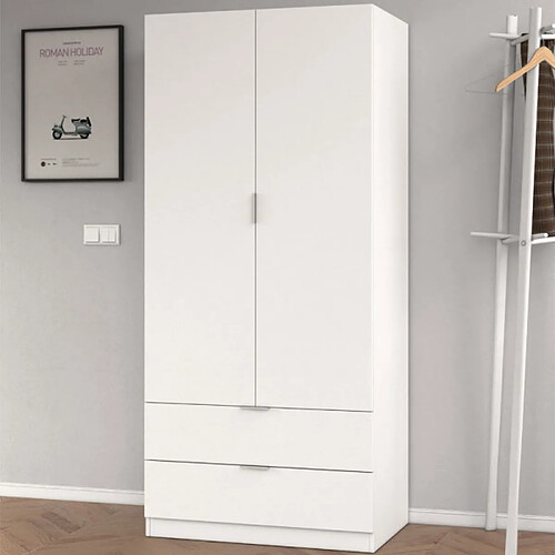 Dansmamaison Armoire 2 portes et 2 tiroirs Blanc - WAO