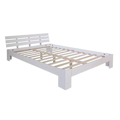 Homestyle4U Futon lit double 140x200 lit en bois blanc