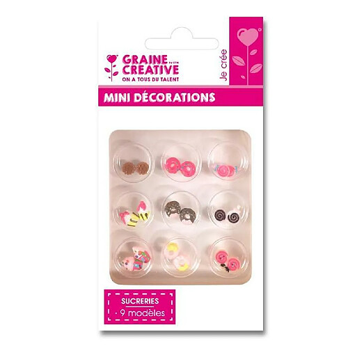 Graines Creatives 18 mini décorations gourmandes pâte polymère - Sucreries