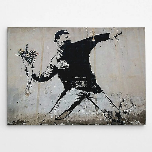 EPIKASA Impression sur Toile Banksy le Lanceur de Fleurs