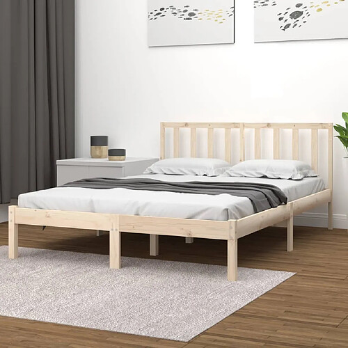 vidaXL Cadre de lit sans matelas bois massif de pin 135x190 cm