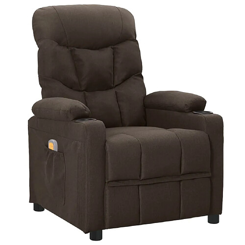 vidaXL Fauteuil de massage Marron foncé Tissu