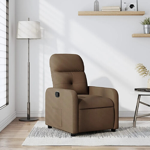 vidaXL Fauteuil inclinable Marron Tissu