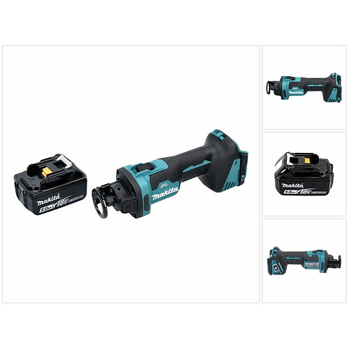 Makita DCO 181 T1 Affleureuse plaque de plâtre sans fil 32000 tr/min Brushless 18V + 1x Batterie 5,0 Ah - sans chargeur