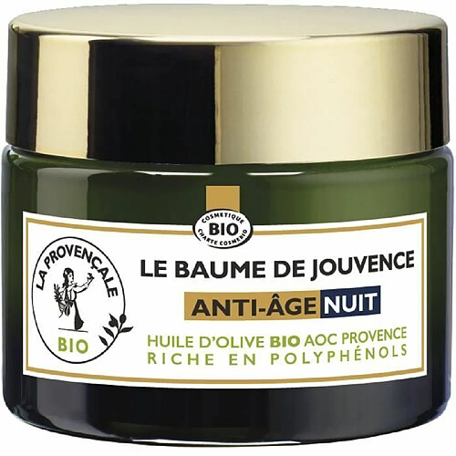 La Provençale - Le Baume de Jouvence Anti-Age Nuit - Soin Visage Nuit - Certifié Bio - Huile d'Olive Bio AOC Provence - Pour Tous Types de Peaux, Même Sensibles - 50 ml