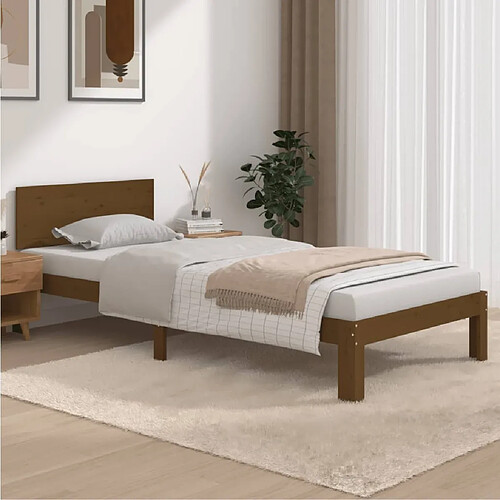 vidaXL Cadre de lit sans matelas Marron miel Bois pin massif 90x200 cm