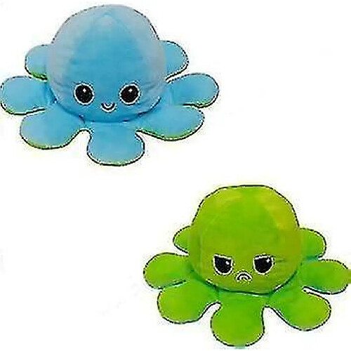 Universal Poupée en peluche flip, jouet réversible analogique doux (bleu/vert)