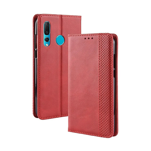 Wewoo Housse Coque Étui en cuir à boucle magnétique avec texture rétro et pour Hunova 4, support emplacements pour cartes porte-monnaie (rouge)