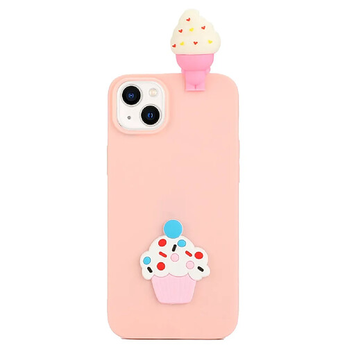 Coque en silicone décor de personnage de dessin animé 3D anti-chute pour votre iPhone 14 Plus - crème glacée