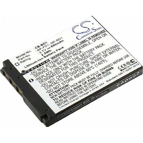 Batterie compatible pour Sony Cyber-shot DSC-G3, DSC-T2, DSC-T2/B, DSC-T2/G, DSC-T2/L, DSC-T2/P, DSC-T2/W, DSC-T200, DSC-T200/B, DSC-T200/R, DSC-T200/S, DSC-T500, DSC-T500B, DSC-T500R, DSC-T500S, DSC-T70, DSC-T70/B, DSC-T70/P, DSC-T70/S, DSC-T70/W,