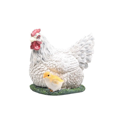 Farmwood Animals Poule couvant avec poussin en résine 17 x 23 x 19 cm blanc.