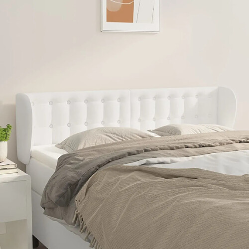 Maison Chic Tête de lit scandinave avec oreilles,meuble de chambre Blanc 147x23x78/88 cm Similicuir -MN48766