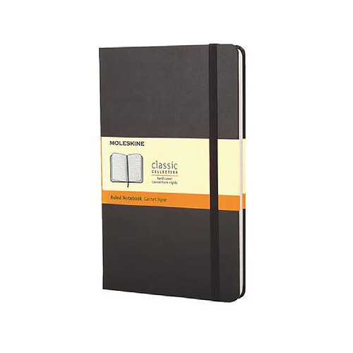 Moleskine carnet blanc moyen Couverture rigide noire 13x21 cm