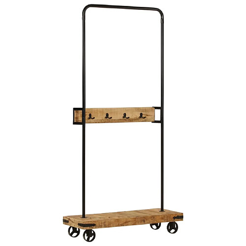 vidaXL Porte-vêtements et roues 90x35x190 cm bois de manguier et fer