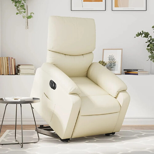 vidaXL Fauteuil inclinable électrique crème similicuir