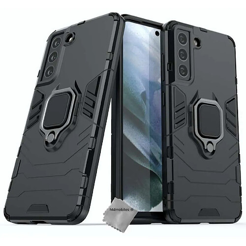 Htdmobiles Coque rigide anti choc pour Samsung Galaxy S21 FE 5G + verre trempe - NOIR