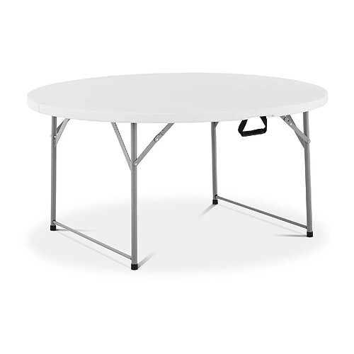 Helloshop26 Table pliante de jardin d'extérieur traiteur (ø 1 500 x 740 mm, capacité de charge : 150 kg, acier, polyéthylène (pe-hd), coloris : blanc) 14_0004488