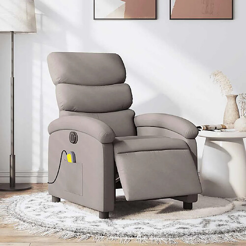 vidaXL Fauteuil de massage inclinable électrique Taupe Tissu