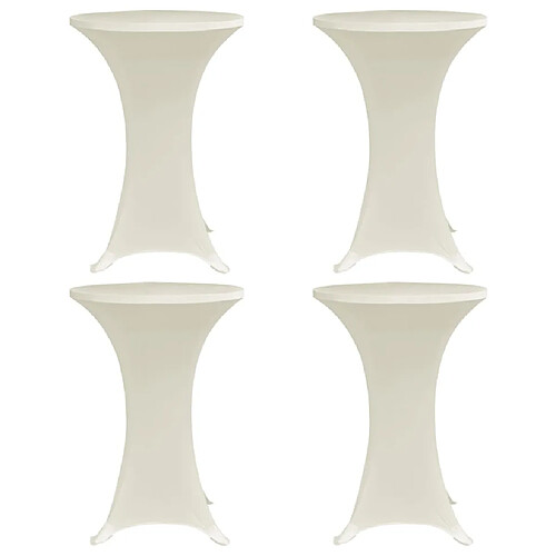 Decoshop26 Housses élastiques de table Ø 70 cm Crème 4 pièces DEC022512