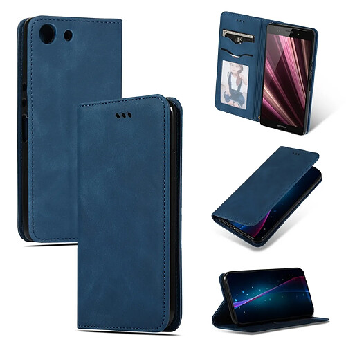 Wewoo Housse Coque Étui en cuir avec rabat horizontal magnétique Business Skin Feel rétro pour Sony Xperia XZ4 Compact bleu marine