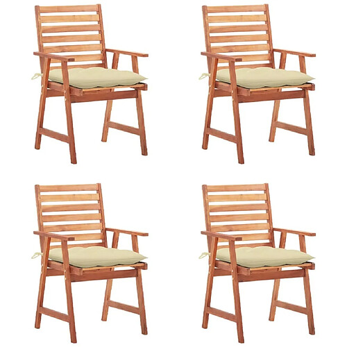 Maison Chic Lot de 4 Chaises à dîner de jardin avec coussins,Fauteuil/Chaises à manger d'extérieur Acacia massif -MN50992