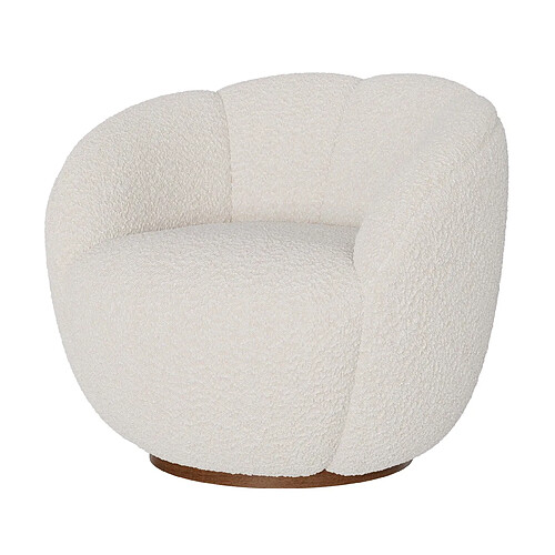 Rendez Vous Deco Fauteuil pivotant Ysé en tissu bouclé blanc