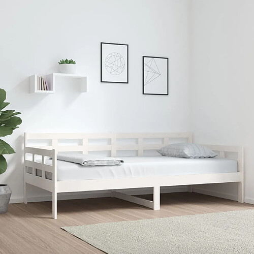 vidaXL Lit de jour sans matelas blanc bois de pin massif 90x190 cm